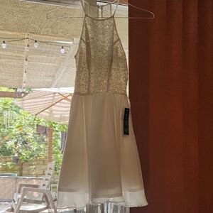 As U Wish Ivory Sequin Halter Mini Dress